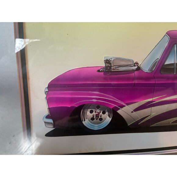 Hot-Rod Concept Art David Teters Framed Automotive Illustration Purple Lowrider - Picture 3 of 8